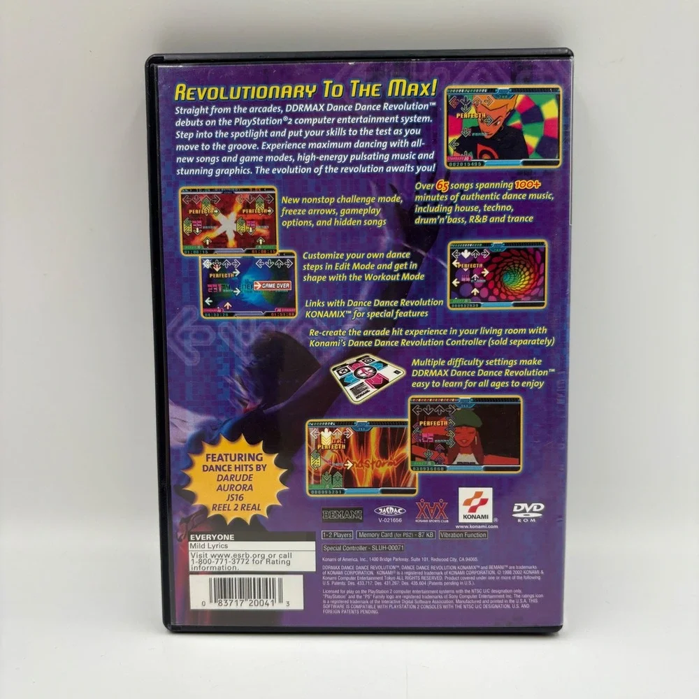 Konami DDRMAX Dance Dance Revolution PS2 Purple Good Music Rhythm Game‎